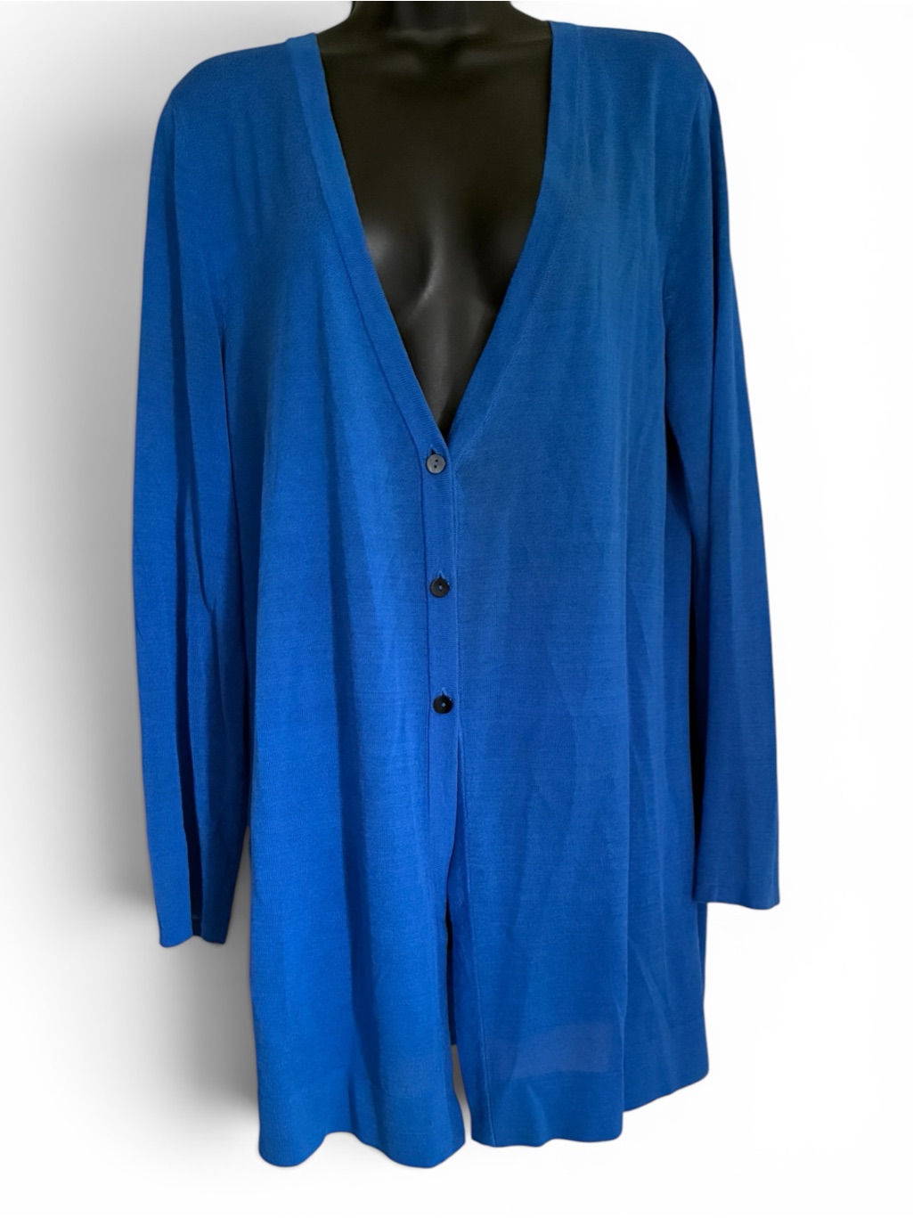 J. Jill Wearever Blue Lightweight Summer Beach V-Neck Button Cardigan Sz M